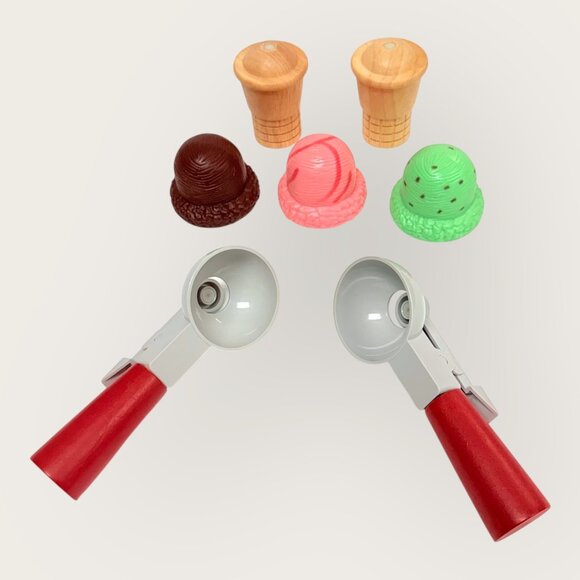 Melissa and Doug Wood Magnetic Ice Cream Cone Set 2 Cones 3 Flavors 2 Scoops - Picture 2 of 3